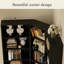 Étagère d'angle et bibliothèque avec portes anticollision, étagères de rangement à 6 niveaux de 71 po de hauteur avec armoires doubles, dispositif anti-basculement, noir