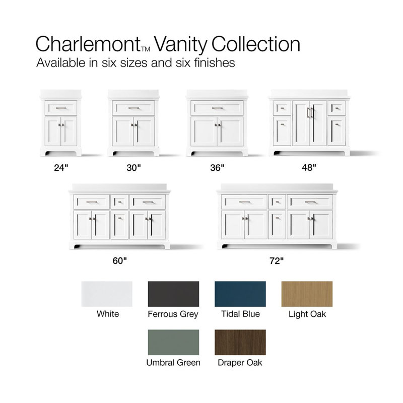 Charlemont 30 In. Bathroom Vanity Cabinet With Sink And Quartz Top, Tidal Blue, Brushed Brass, 30"