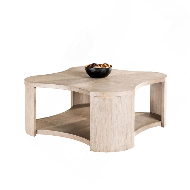 1 table basse de style moderne avec roulettes attachées avec rangement ouvert et structure en bois d'hévéa