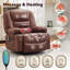 Fauteuil inclinable de massage avec chauffage, fauteuil pivotant à 360 °, porte-gobelet, pour le salon, brun-1970207354