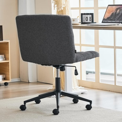 Fauteuil de bureau pivotant à larges pieds croisés avec coussin de siège épaissi, fauteuil de bureau confortable sans accoudoirs