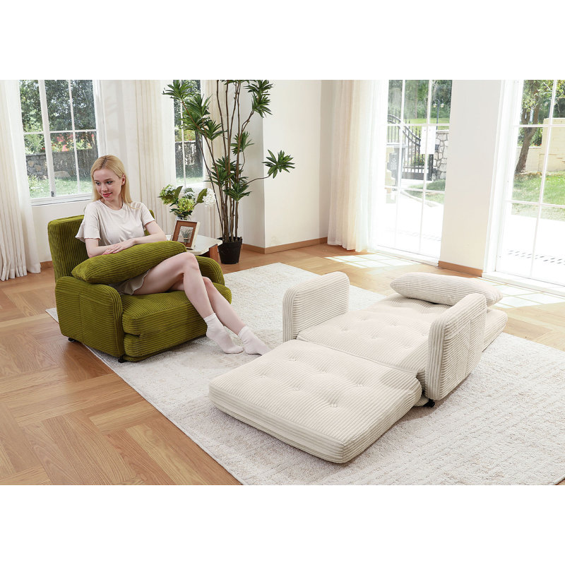 Pablo Modern 33.5''W Convertible Accent Chair with Removable Pillow, Beige