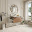 Meuble-lavabo mural multifonctionnel avec lavabo et deux armoires latérales séparées-133678064