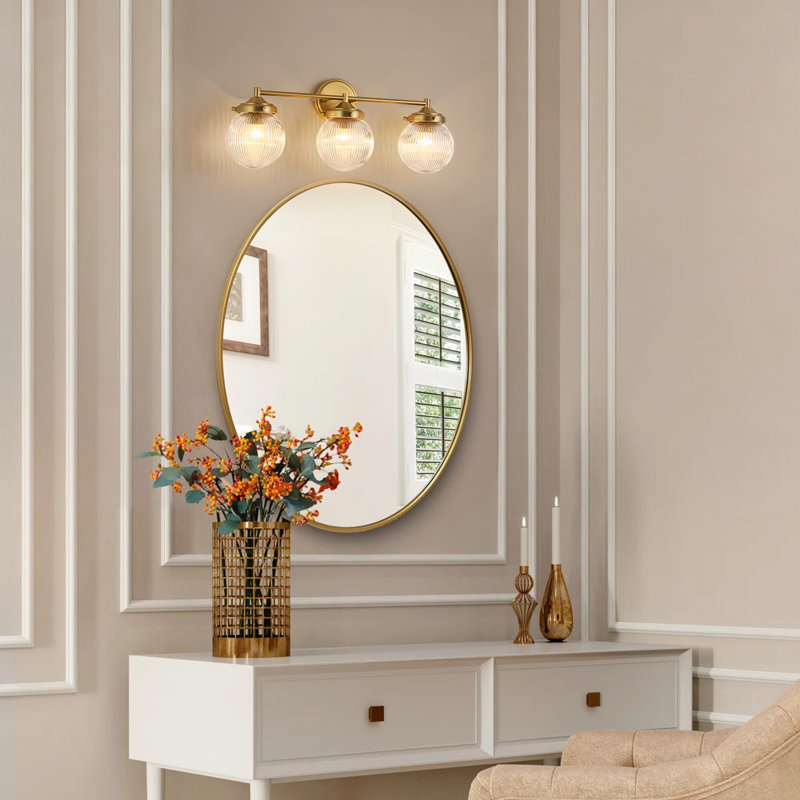 3 - Light Dimmable Vanity Light, Brass