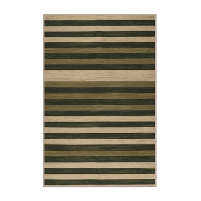 Machine Washable Horizontal Stripes Brown Area Rug