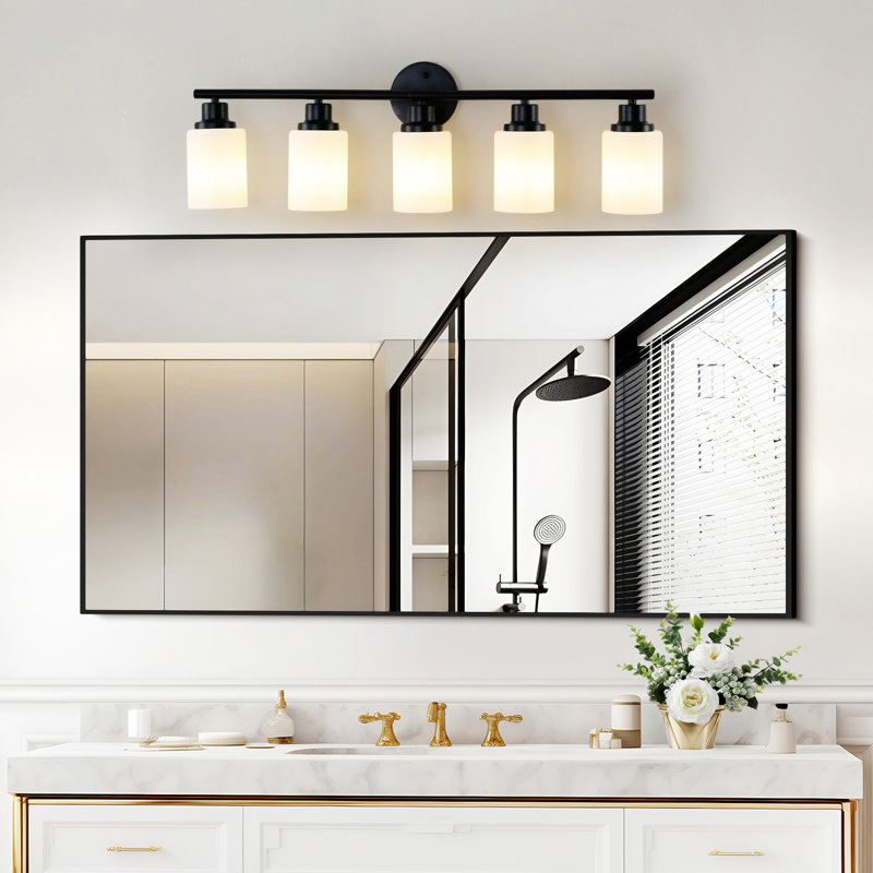31" Modern 5-Light Vanity Wall Sconce, Black