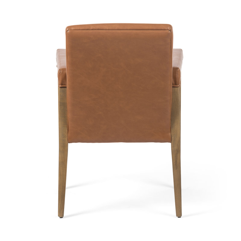 Reuben Upholstered Arm Chair, Faux Leather Brown