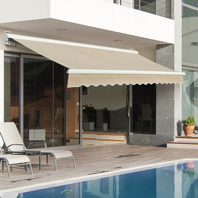 Auvent de terrasse rétractable motorisé en polyester l 137,8 po x P 118 po