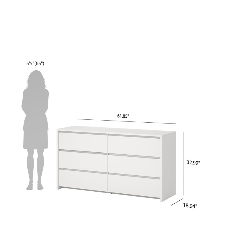 Commode double 6 tiroirs Amily, Blanc