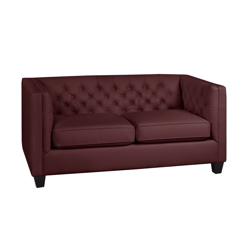 Causeuse Bourne, Cuir cerise assorti