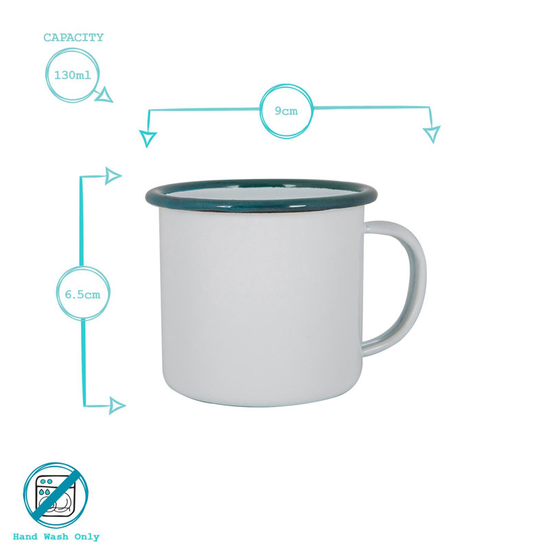Enamelware Camping Mug, White/Green, 6