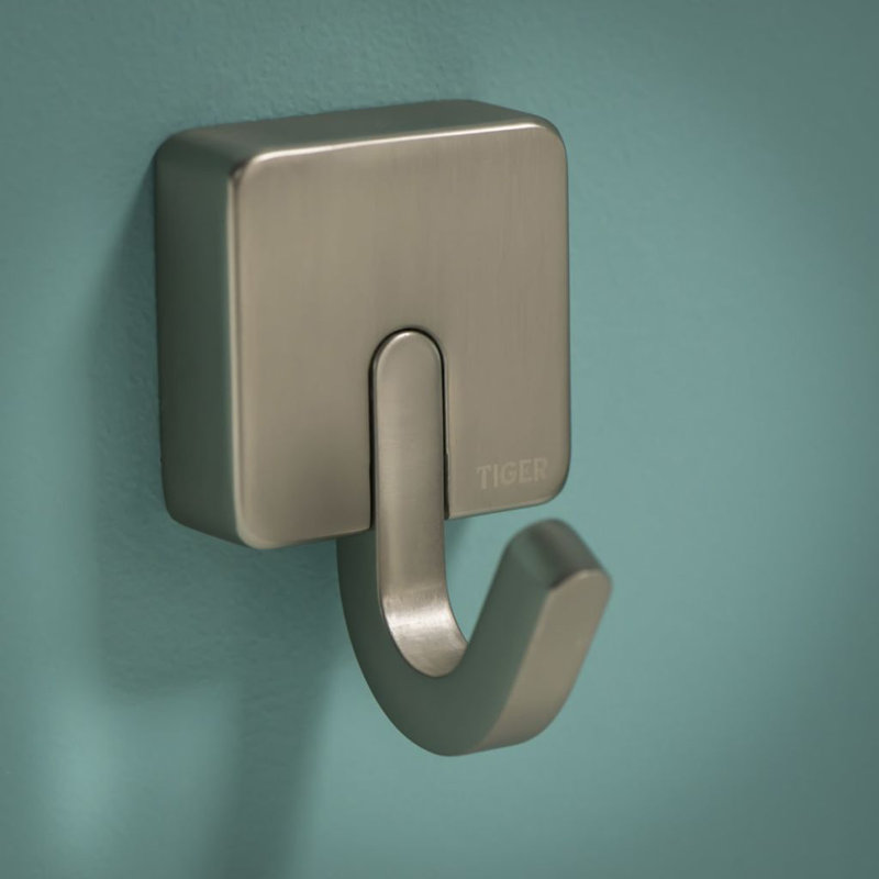Tiger Towel Hook Impuls Silver, 7.4cm H x 4.8cm W x 5.5cm D
