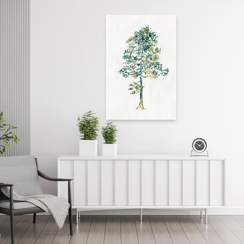 Solitaire arbre I, paysage contemporain abstrait, art mural, H 36 po x l 24 po