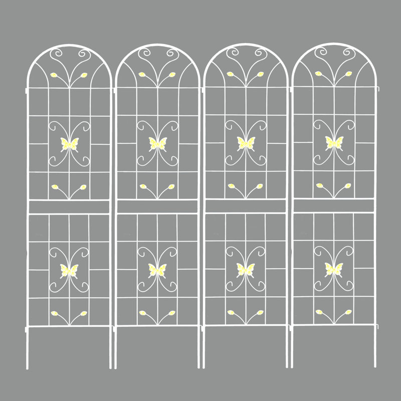 Paquet de 4 treillis de jardin en métal antirouille pour plantes grimpantes, 86.7" H x 80" W x 3" D, Blanc, crème