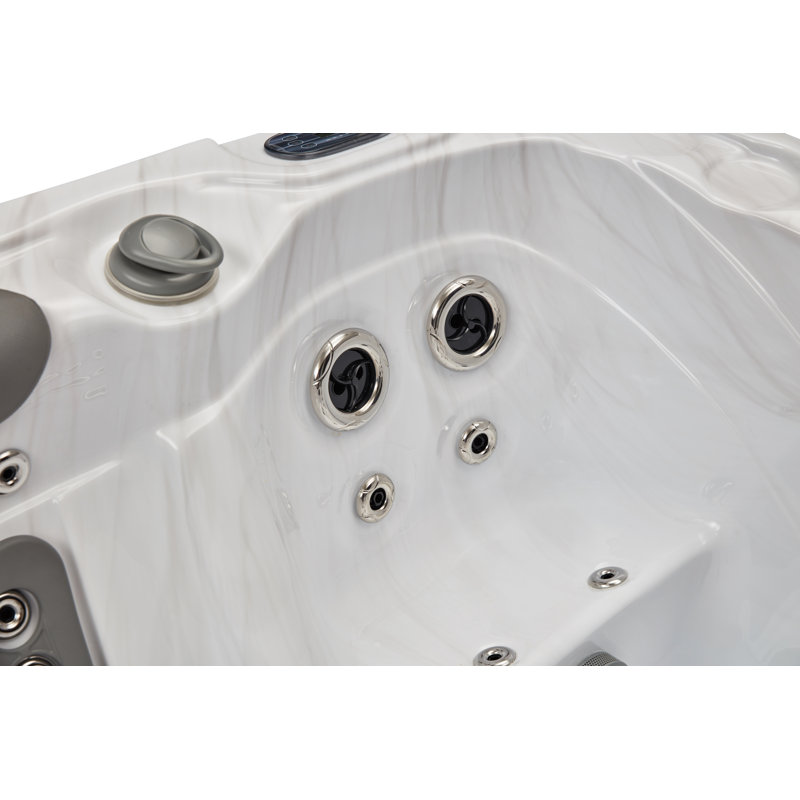 Gray Acrylic 3-Person Rectangular Hot Tub with LED Lighting