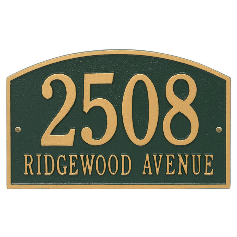 Legacy 2-Line Wall Address Plaque, Green / Gold, Yes
