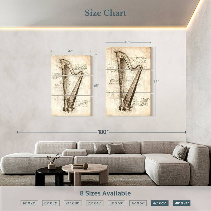 Abarca Old Harp, 74" H x 48" W