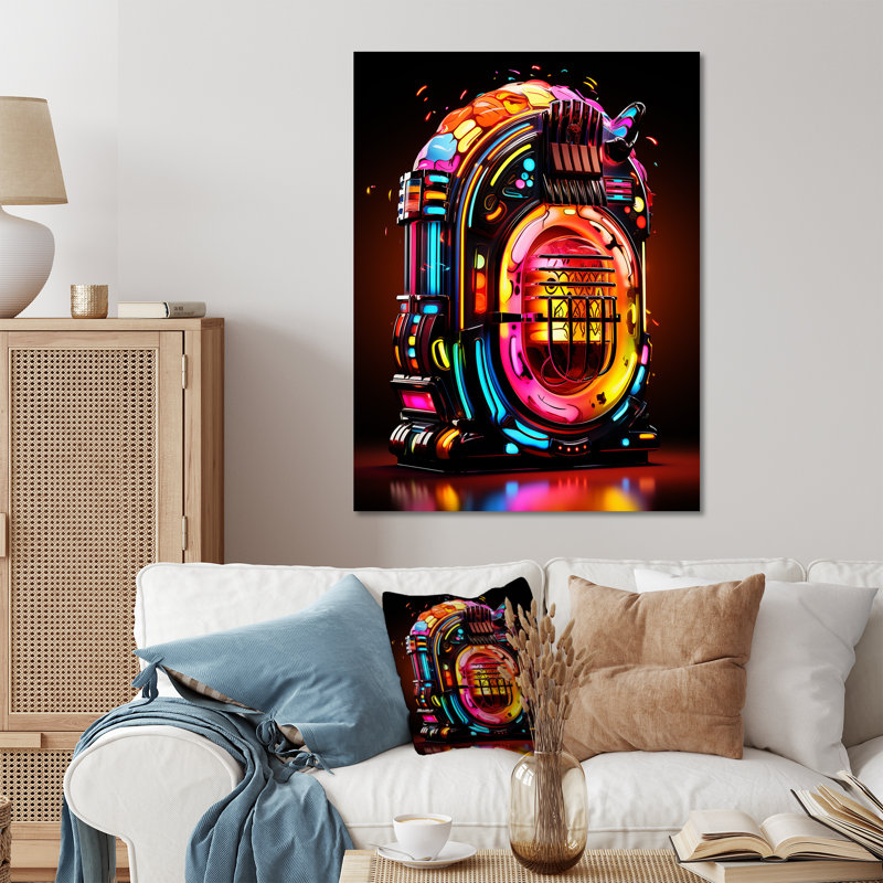 Jukebox Machine Neon Grooves 1 - Jukeboxes, art mural en métal, H 20 po x l 12 po x P 1 po