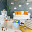 Bac de rangement pliable en tissu de lin-1048574565