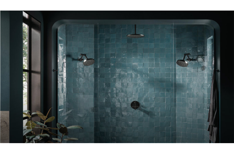 8” H2OKinetic® Round Multi-Function Wall Mount Showerhead, Matte Black