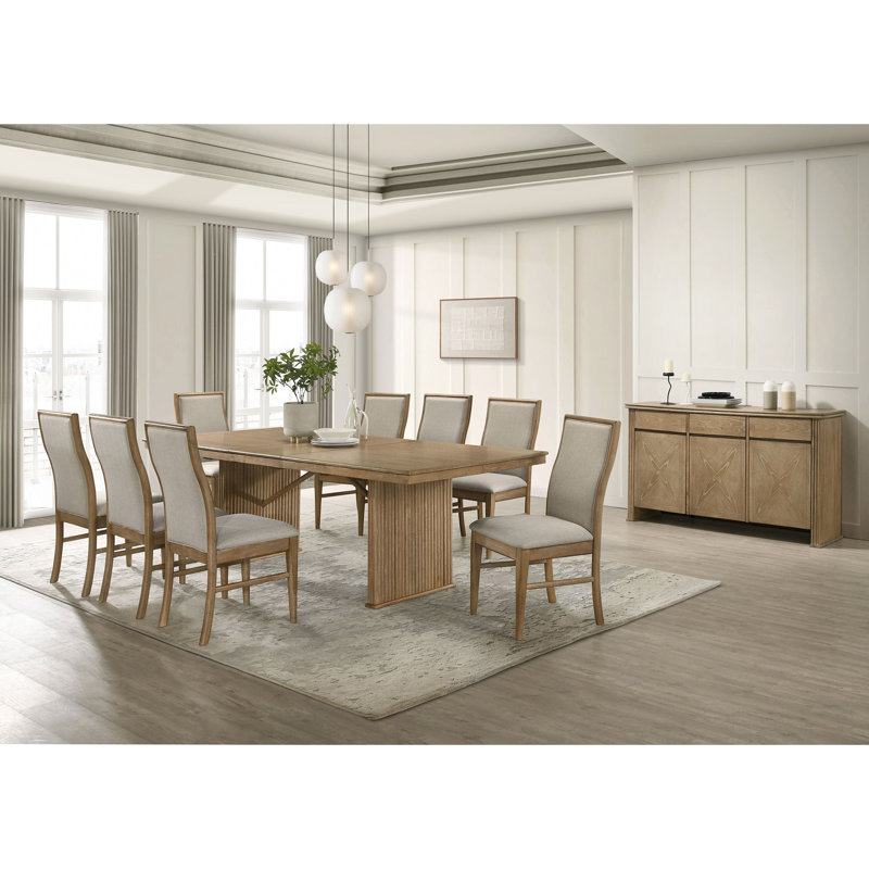 Distressed Light Brown 10-piece Extension Dining Set