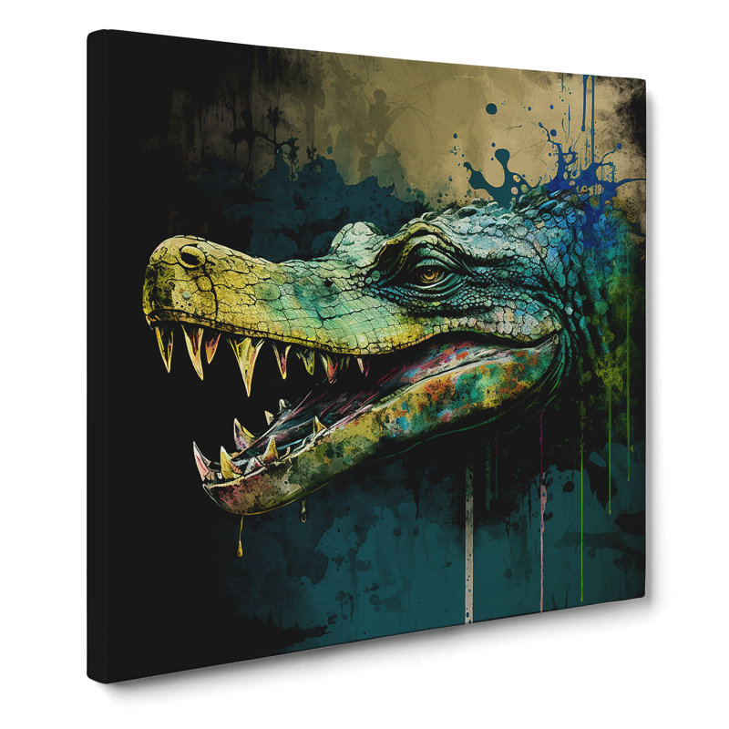 Alligator Grunge - No Frame Print, 50cm H x 50cm W x 3cm D