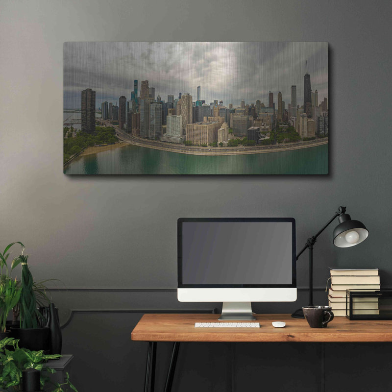 "Cloudy Chicago 2" par AKG, H 24 po x l 48 po