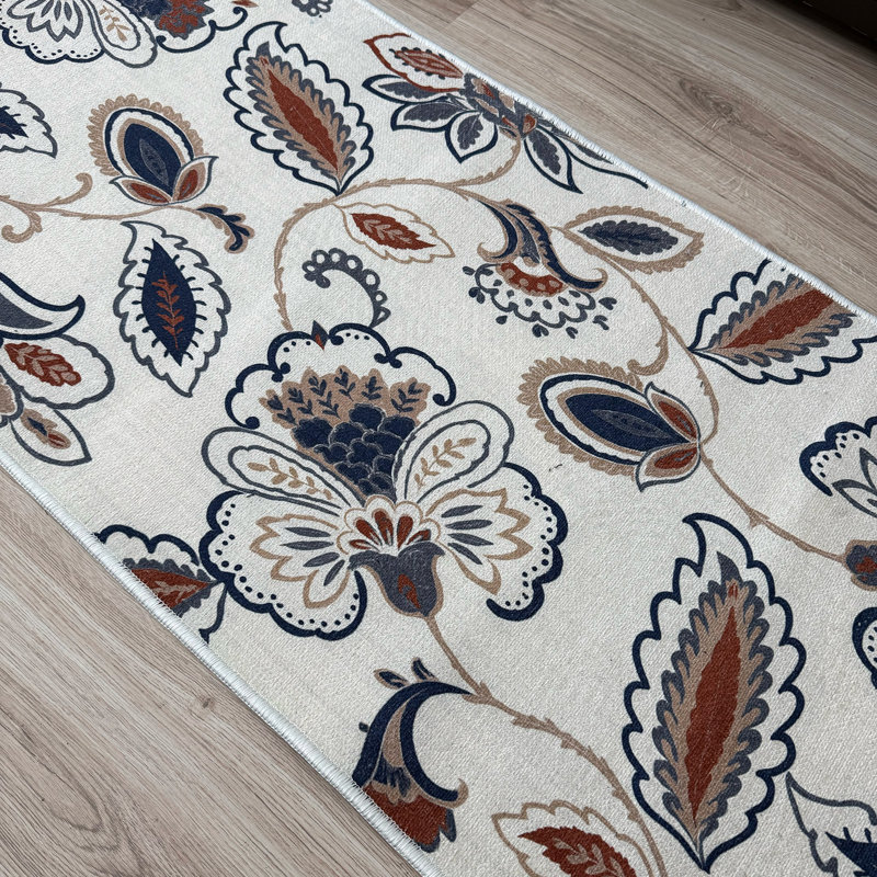 Tapis de couloir antidérapant sur mesure à motif floral de style berbère sur mesure, Tapis de couloir 2 pi 2 po x 33 pi