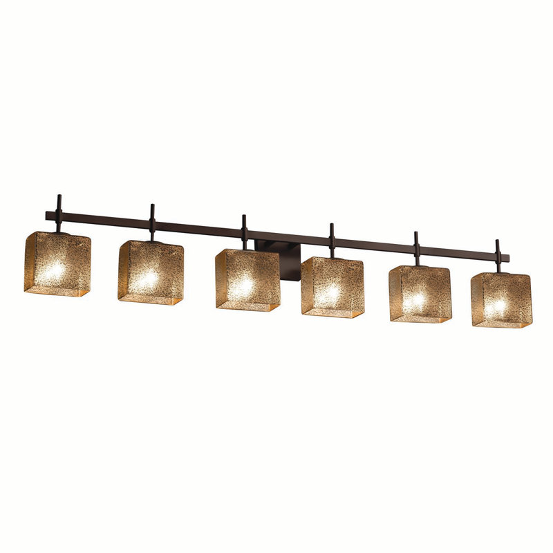 Éclairage pour salle de bain 6 lumières Casson, Craquelé givré, Chrome poli, DEL dédiée
