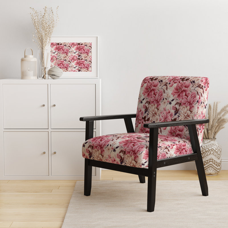 Chaise d'appoint florale Cobalt, Bouquet de pivoines rose tendre