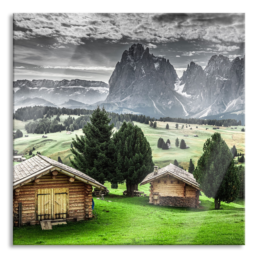 Glasbild-Blockhaus in den Dolomiten, Detail