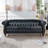 84.6" Faux Leather Upholstered Chesterfield Sofa Tufted Rolled-Arm 3-Seater Couch with Solid Wood Legs-2005533716