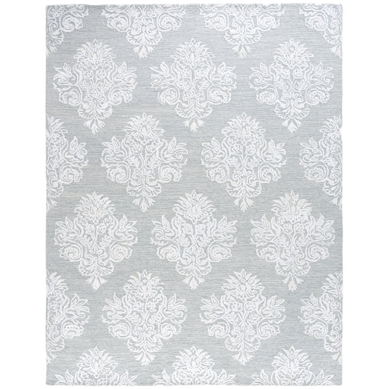Connla 619 Hand Tufted Wool/Viscose/Cotton Damask Indoor Use Only Rug in Light Blue/Ivory, Rectangle 8' x 10'