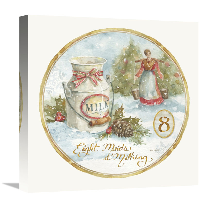 «12 Days of Christmas VIII Round» par Lisa Audit - peinture sur toile tendue, H 12 po x l 12 po x P 0,75 po, Toile tendue