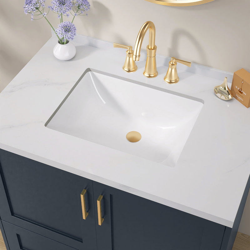 20.5 In. Rectangular Undermount Bathroom Sink Ceramic Vessel Vanity Lavatory Sink Basin In White With Overflow