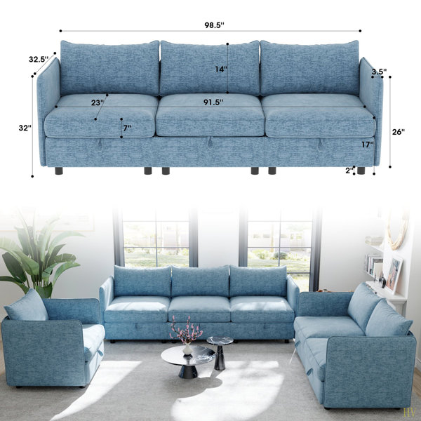 Latitude Run® Modular Sectional Sofa, Convertible Sofa Seat With ...
