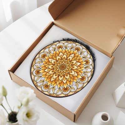 Panneau de vitrail Mandala