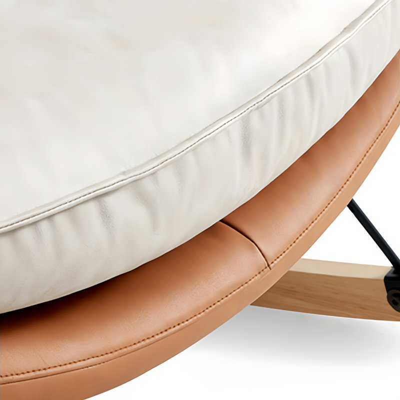 Chaise berçante moderne rembourrée, Blanc cassé / blanc