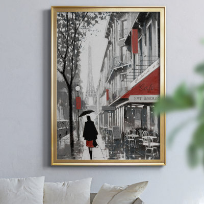 Paris pluvieux I par J Paul - Tableau encadré sous verre acrylique, grand format, idéal pour le salon