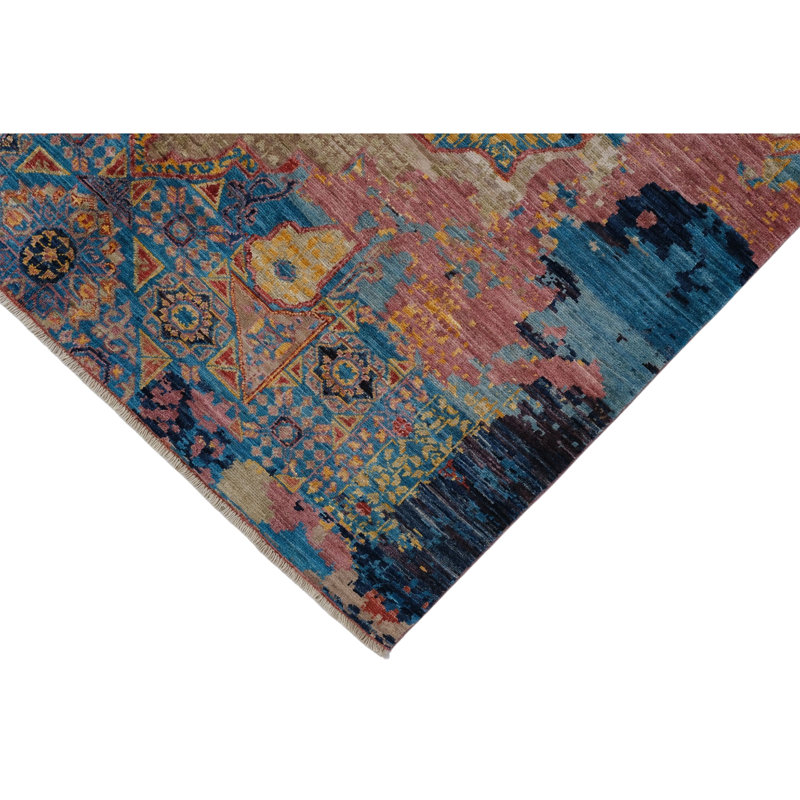 High-Quality Hand-Knotted Blue And Navy Area Rug