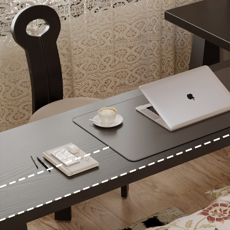 Bureau noir en bois massif en forme de L, 29.53" H x 62.99" W x 47.24" D, Retour à gauche