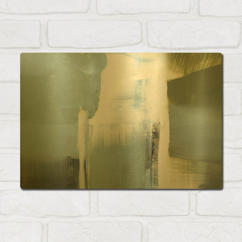 «Spatial Composition 13» par Stephanie Villafane, art mural en métal doré, 16 po x 12 po, 16"x12"