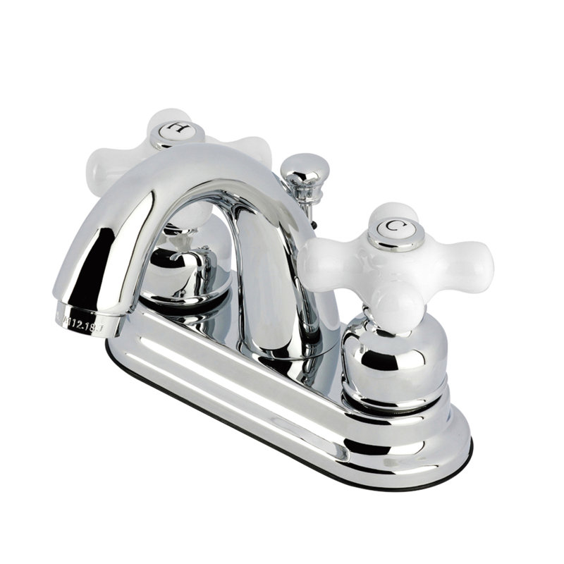 Robinet de salle de bain central à fixation à deux poignées à 3 trous à fixation sur le comptoir 4 po Kingston, Chrome poli