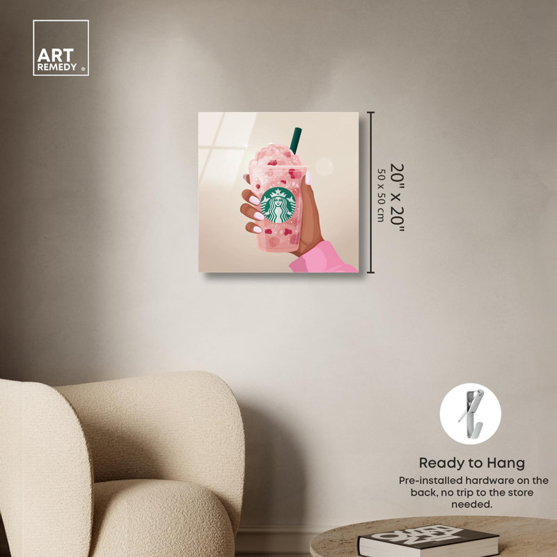 Impression d'art acrylique rose Sip par Art Remedy, H 20 po x l 20 po