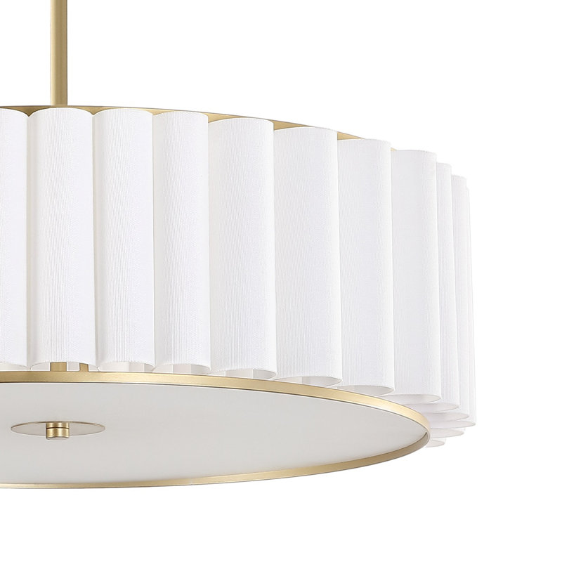 24" 5-Light Pleated Drum Chandelier, Gold