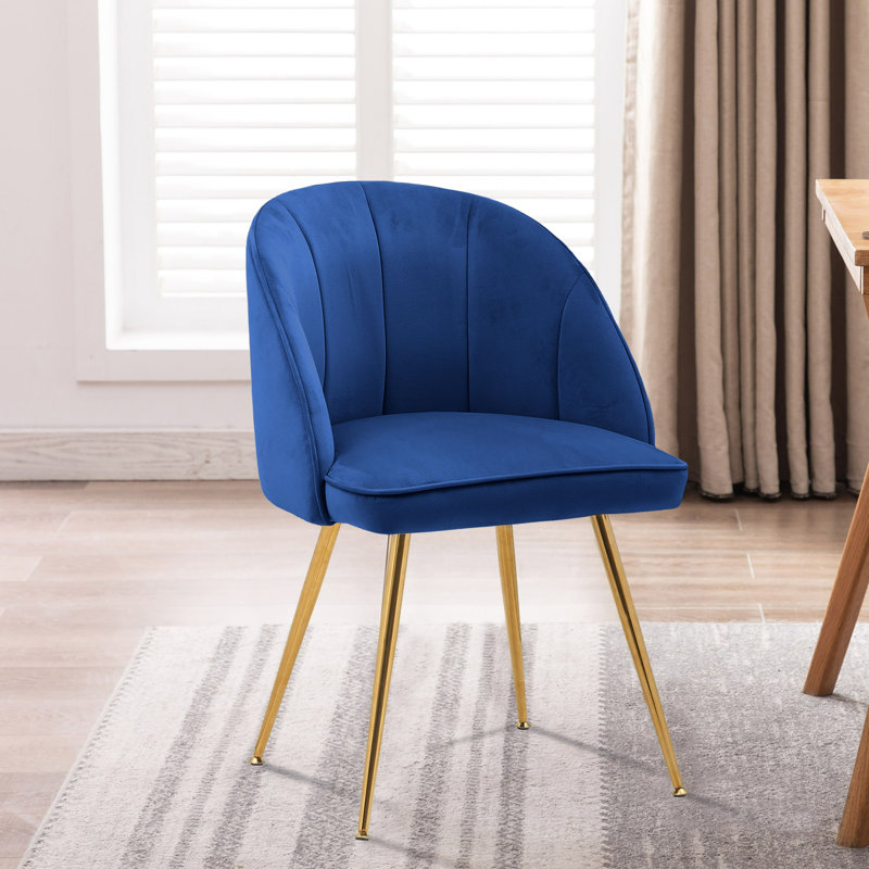 Cohen 17.72'' H Velvet Upholstered Side Chair, Blue