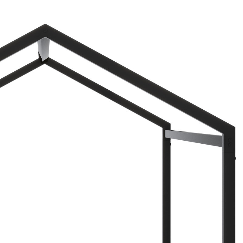Lit sur pied Montessori adapté aux enfants avec silhouette de maison et clôture, Lit double, Noir