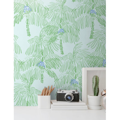 Maroney Palm Beach 18' L x 20.5" W Peel and Stick Wallpaper Roll