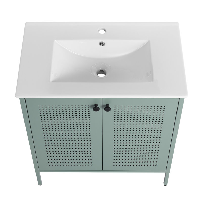 3 30'' Single Bathroom Vanity with Top, Mint Green