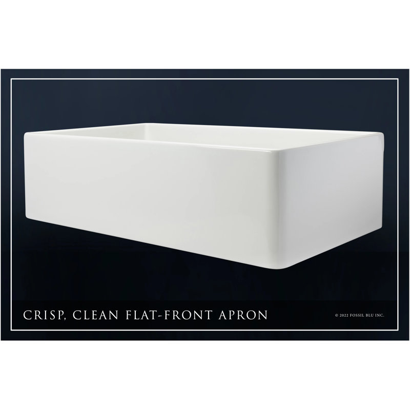 Luxury 36-Inch Solid Fireclay Farmhouse Sink, Flat Front, Brushed Brass Accessories